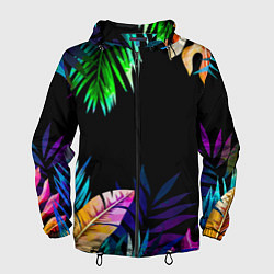 Ветровка с капюшоном мужская Тропическая Ночь, цвет: 3D-черный