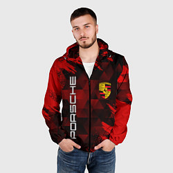 Ветровка с капюшоном мужская PORSCHE, цвет: 3D-черный — фото 2