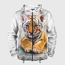 Ветровка с капюшоном мужская Tiger Art, цвет: 3D-черный
