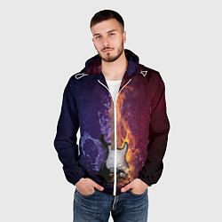 Ветровка с капюшоном мужская Гитара огня, цвет: 3D-белый — фото 2