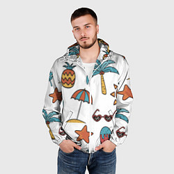 Ветровка с капюшоном мужская Отпуск, цвет: 3D-белый — фото 2