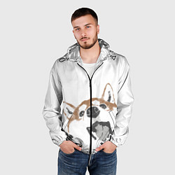 Ветровка с капюшоном мужская Shiba Inu, цвет: 3D-черный — фото 2