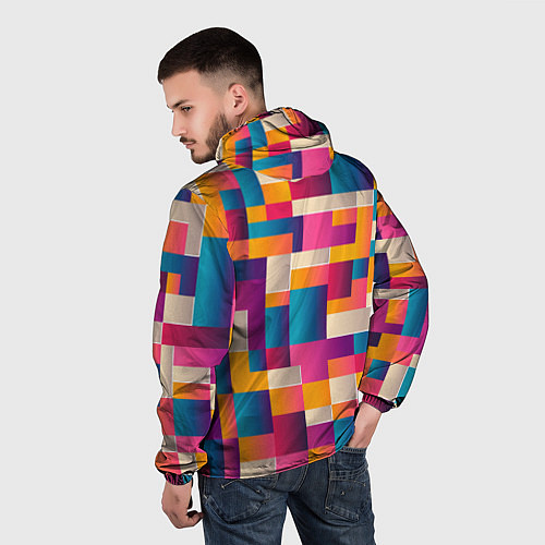 Мужская ветровка Геометрический фигуры яркие / 3D-Черный – фото 4