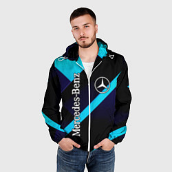 Ветровка с капюшоном мужская Mercedes Benz, цвет: 3D-белый — фото 2