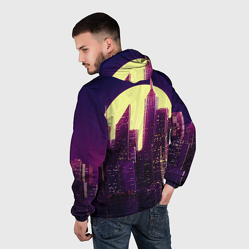 Мужская ветровка Неоновый город / 3D-Черный – фото 4