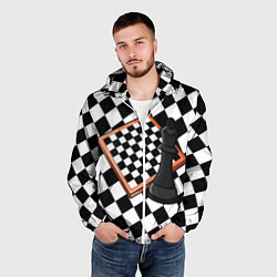 Ветровка с капюшоном мужская Шахматы, цвет: 3D-белый — фото 2