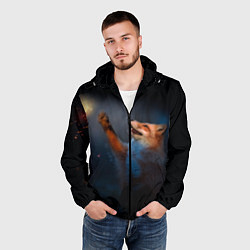 Ветровка с капюшоном мужская Лиса и огонек, цвет: 3D-черный — фото 2