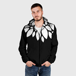 Ветровка с капюшоном мужская Лепестки, цвет: 3D-черный — фото 2