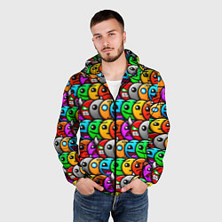 Ветровка с капюшоном мужская Geometry Dash: Pattern Z, цвет: 3D-черный — фото 2