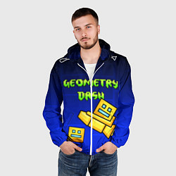 Ветровка с капюшоном мужская GEOMETRY DASH ГЕОМЕТРИ ДАШ, цвет: 3D-белый — фото 2