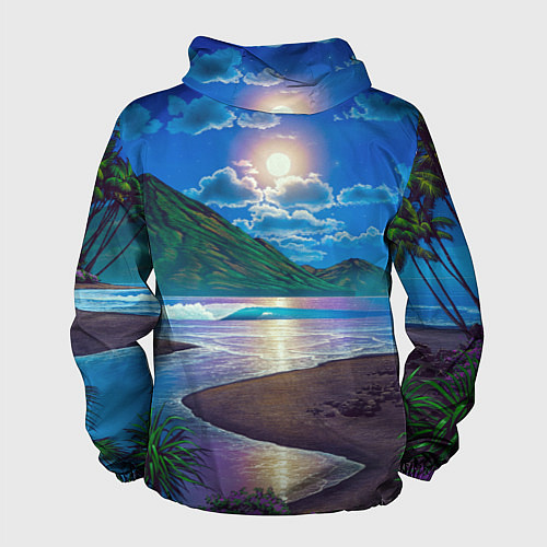 Мужская ветровка Гавайский пейзаж / 3D-Белый – фото 2