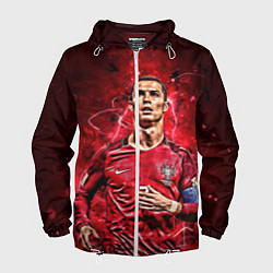 Ветровка с капюшоном мужская Cristiano Ronaldo Portugal, цвет: 3D-белый