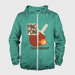 Ветровка с капюшоном мужская Ping-pong, цвет: 3D-белый