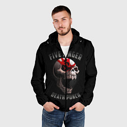 Ветровка с капюшоном мужская Five Finger Death Punch 5FDP, цвет: 3D-черный — фото 2