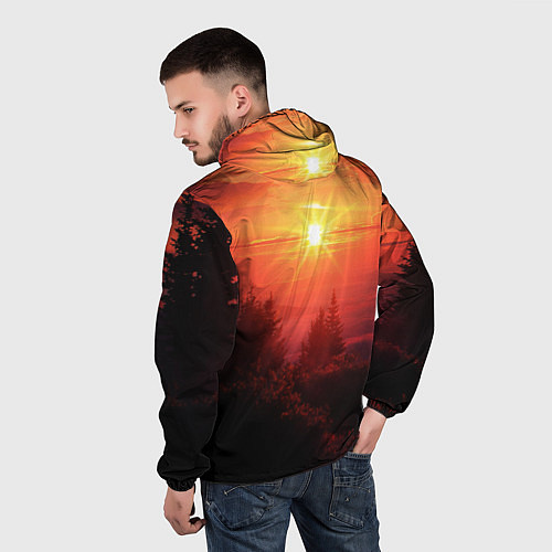 Мужская ветровка УТРЕННИЙ РАССВЕТ НАД ОБЛАКАМИ / 3D-Черный – фото 4