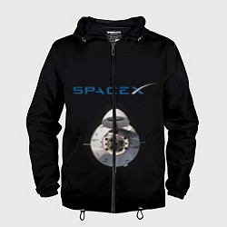 Ветровка с капюшоном мужская SpaceX Dragon 2, цвет: 3D-черный