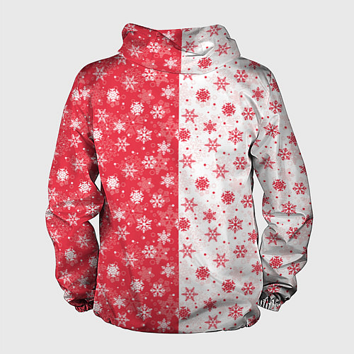Мужская ветровка Снежинки - новогодние узоры / 3D-Белый – фото 2