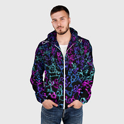 Ветровка с капюшоном мужская Neon Rave Party, цвет: 3D-белый — фото 2