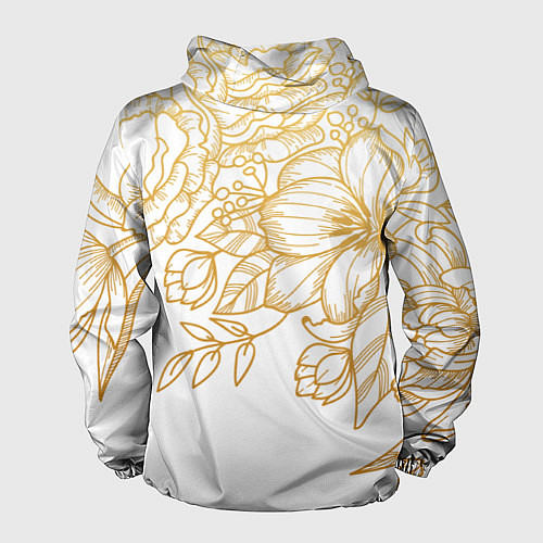 Мужская ветровка Золотые цветы на белом / 3D-Белый – фото 2