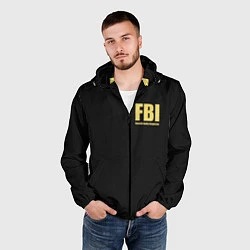 Ветровка с капюшоном мужская FBI Female Body Inspector, цвет: 3D-черный — фото 2