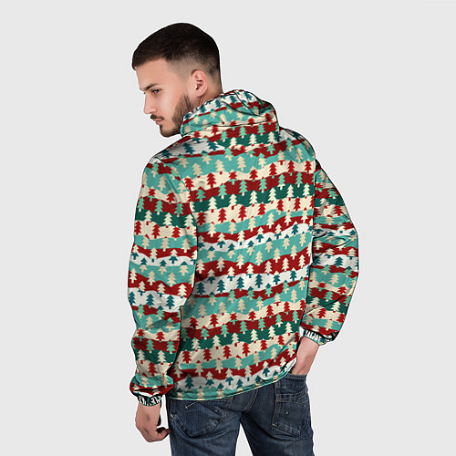 Мужская ветровка Ёлочки новогодний дизайн / 3D-Черный – фото 4