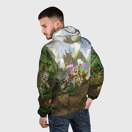 Мужская ветровка МАЙНКРАФТ ГЕРОИ ПРОТИВ ЗЛА / 3D-Черный – фото 4