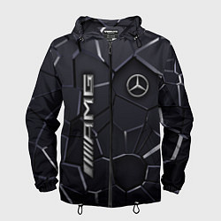 Ветровка с капюшоном мужская Mercedes AMG 3D плиты, цвет: 3D-черный
