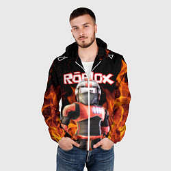 Ветровка с капюшоном мужская ROBLOX FIRE РОБЛОКС ОГОНЬ ПОЖАРНЫЙ, цвет: 3D-белый — фото 2