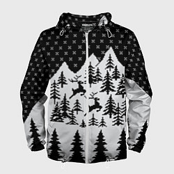 Ветровка с капюшоном мужская Северные Олени в Горах, цвет: 3D-белый