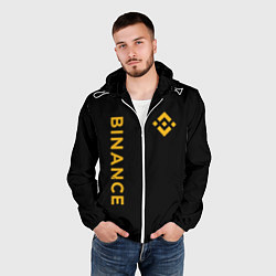 Ветровка с капюшоном мужская БИНАНС ЛОГО КАРБОН BINANCE LOGO, цвет: 3D-белый — фото 2