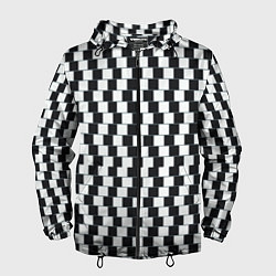 Ветровка с капюшоном мужская Шахматная Иллюзия Искажения, цвет: 3D-черный
