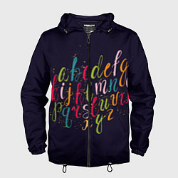 Ветровка с капюшоном мужская Чей-то алфавит, цвет: 3D-черный
