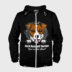Ветровка с капюшоном мужская Джек-Рассел-Терьер Jack Russell Terrier, цвет: 3D-белый