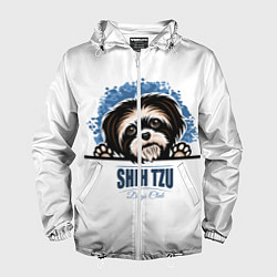 Ветровка с капюшоном мужская Ши-Тцу Shih-Tzu, цвет: 3D-белый