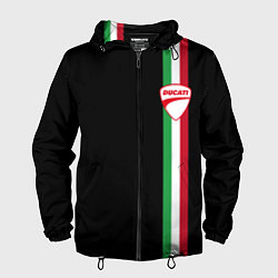 Ветровка с капюшоном мужская DUCATI MOTOCYCLE ITALY LINE, цвет: 3D-черный