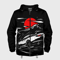 Ветровка с капюшоном мужская Toyota Supra: Red Moon, цвет: 3D-черный