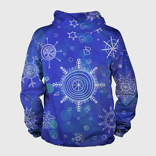 Мужская ветровка Белые простые снежинки на синем фоне / 3D-Черный – фото 2