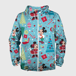 Ветровка с капюшоном мужская Mickey and Minnie pattern, цвет: 3D-белый