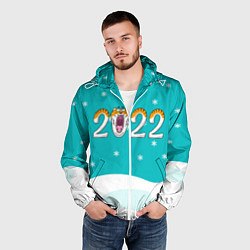 Ветровка с капюшоном мужская Надпись 2022 Новый год, цвет: 3D-белый — фото 2