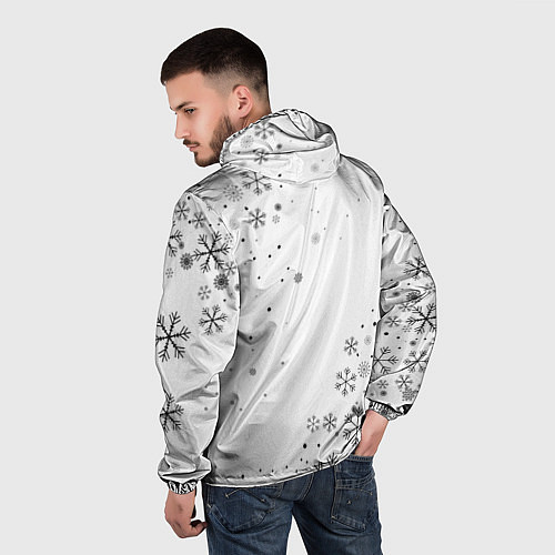 Мужская ветровка Новогодний тигр летящие снежинки / 3D-Черный – фото 4