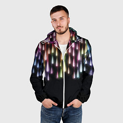 Ветровка с капюшоном мужская Праздничные Огни, цвет: 3D-белый — фото 2