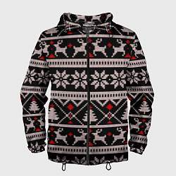 Ветровка с капюшоном мужская DEER SWEATER СВИТЕР С ОЛЕНЯМИ, цвет: 3D-черный