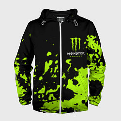 Ветровка с капюшоном мужская Monster Energy green, цвет: 3D-белый