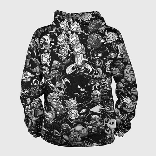 Мужская ветровка DOTA 2 ВСЕ ПЕРСОНАЖИ ЧЁРНО БЕЛЫЙ / 3D-Белый – фото 2