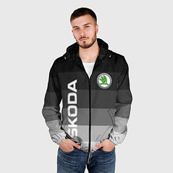 Ветровка с капюшоном мужская SKODA, ШКОДА ГРАДИЕНТ, цвет: 3D-черный — фото 2