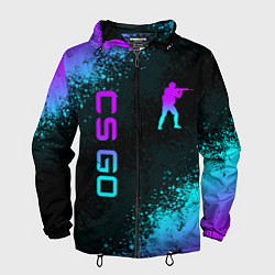 Ветровка с капюшоном мужская CS GO NEON SYMBOL STYLE SKIN КС ГО НЕОН, цвет: 3D-черный