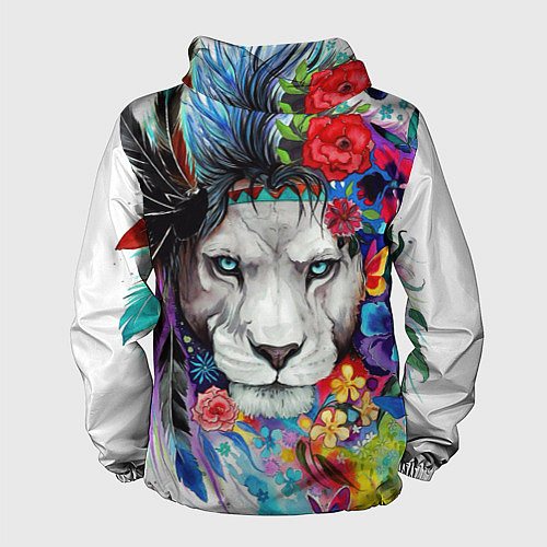 Мужская ветровка Лев - сильный взгляд / 3D-Черный – фото 2