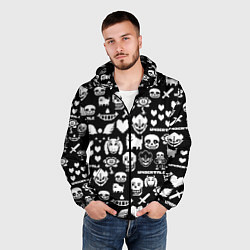 Ветровка с капюшоном мужская UNDERTALE PATTERN БЕЛЫЙ, цвет: 3D-черный — фото 2