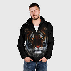 Ветровка с капюшоном мужская Тигр в Темноте Глаза Зверя, цвет: 3D-черный — фото 2