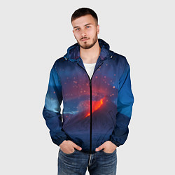 Ветровка с капюшоном мужская Извержение вулкана ночью, цвет: 3D-черный — фото 2